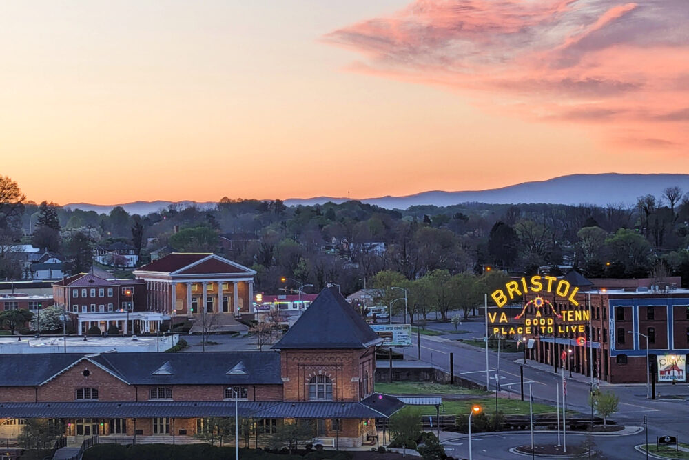 Bristol, Virginia sunrise as seen from the Bristol Hotel